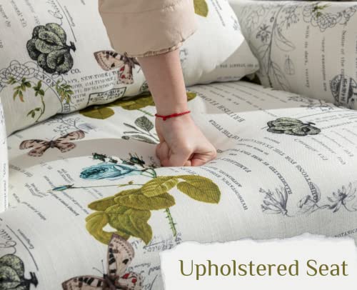 Mid-Century-Accent-Chairs-Set-of-2Modern-Floral-Armchair-Upholstered-Reading-Chair-Comfy-Linen-Single-Sofa-Chair-with-Pillow-for-BedroomLiving-RoomFireplace-Beige-Butterfly-Pattern-2PCS Mid Century Accent Chairs Set of 2Modern Floral Armchair Upholstered Reading Chair Comfy Linen Single Sofa Chair with Pillow for BedroomLiving RoomFireplace Beige Butterfly Pattern 2PCS