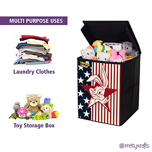 Image of PrettyKrafts Loony Tunes Toys Organizer Storage Box with Top Lid for Baby Boy's and Baby Girl's,(Pack of 1) Black