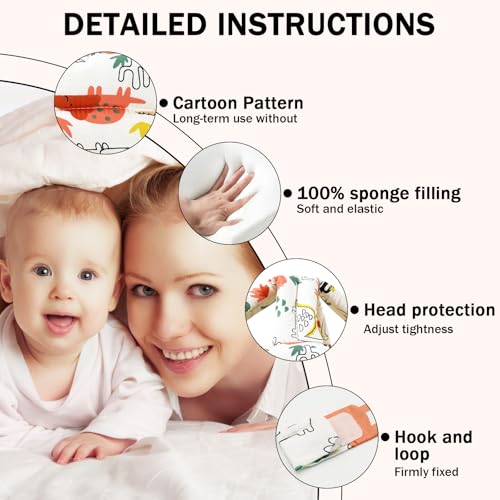 Image of Baby Head Protector Baby Helmet for Crawling Walking, No Bumps Safety Head Adjustable Protective Cap for Walking, Playing - Red Dinosaur