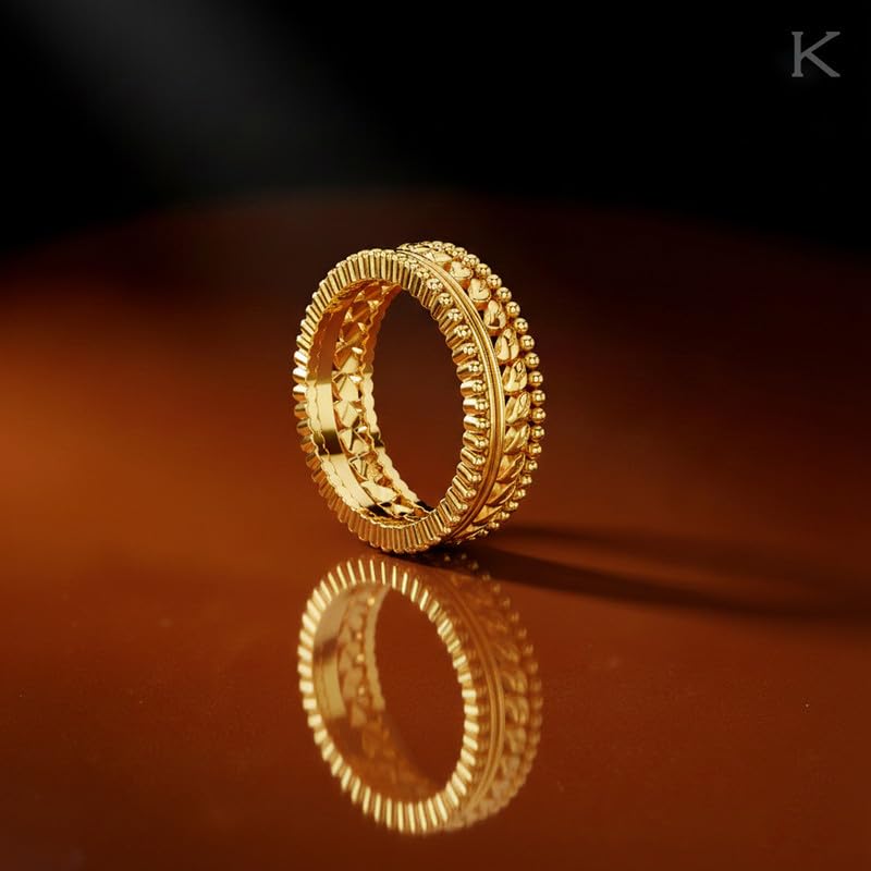Image of KISNA 9KT / 14KT / 18KT Leaf Harmony Yellow Gold Band For Women | S14