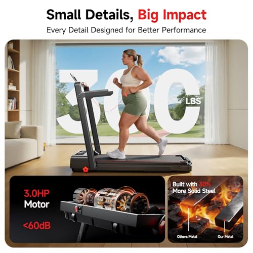 Image of RHYTHM FUN Treadmill with Incline, Walking Pad with Handle Bar,300lbs Walking Pad with APP, Portable Folding Walking Treadmills for Home /Office with Low Noise