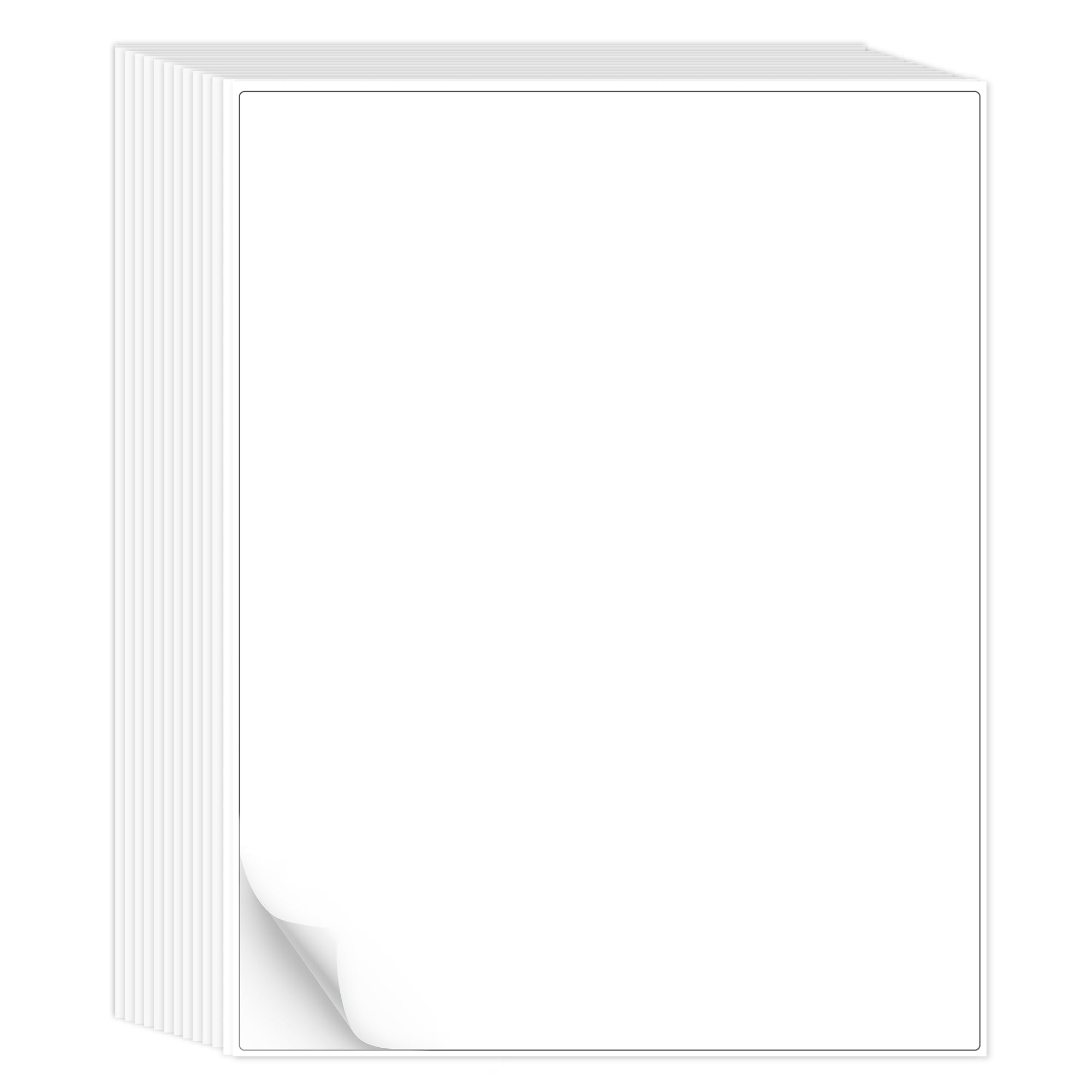 L LIKED 50 Full Sheet Self Adhesive Sticker Paper 8.5 x 11 Inches, Address Labels for Laser & Inkjet Printing (50 Sheets)