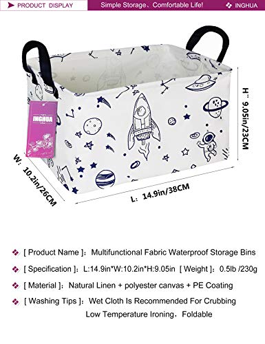 Inghua Rectangular Storage Basket Fabric Organizer Bin For Toys,Books,Clothes,Gifts,Pets-Perfect For Home,Office,Nursery,Dorm,Shelf(Rec Spaceships) #TOP1