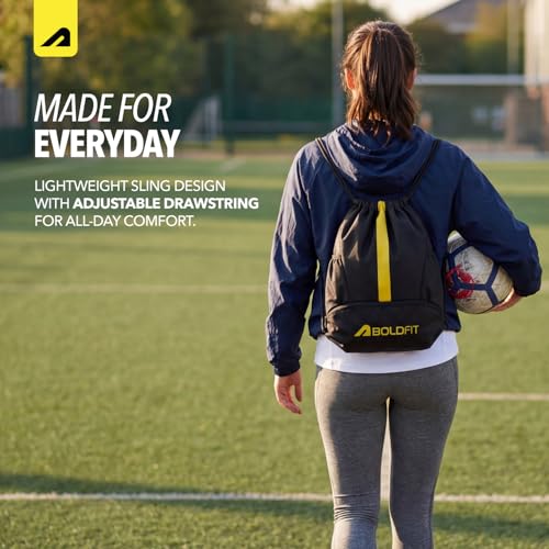 Image of Boldfit Drawstring Bag Backpack for Men & Women 15Ltrs Gym Bag for Man & Women Waterproof Small Bags Multipurpose Drawstring Backpack with Shoes Compartment, Travel String Bag, Basketball Rope Bags