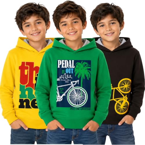 Image of T2F Boys Cotton Hooded Sweatshirt (Pack of 3)