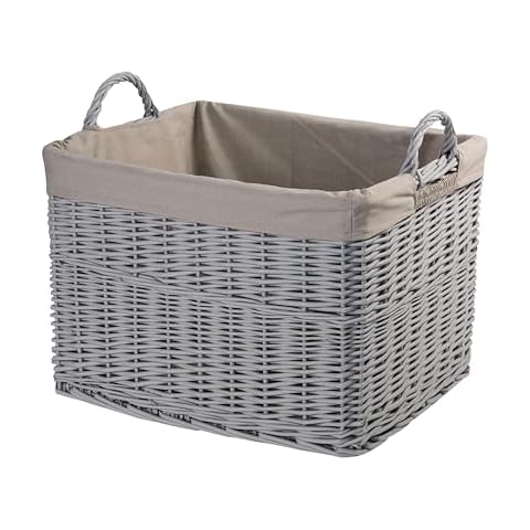 Large Grey Wicker Storage Basket Cover