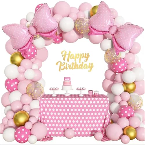 Image of 36 Inches Bow Foil Balloon Huge Bowtie Pink Balloon for Baby Shower, Wedding, Kids Theme Party Decoration (Pink gold)