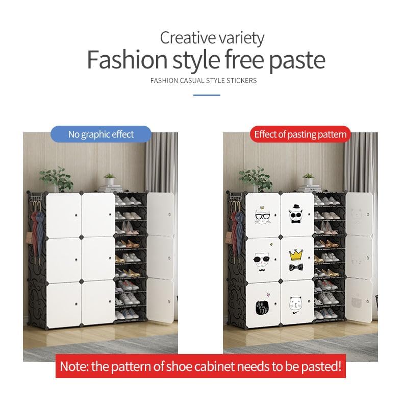 Image of RYUGA Shoe Rack Plastic for Home with Door | 12-Tier Stackable Shoe Organizer | Holds 24 Pairs | DIY Modular Shoe Cabinet | Waterproof & Dustproof | Chappal Slipper Stand for Bedroom, Entryway