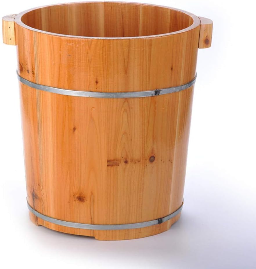 Foot Bath Barrel Solid Wood Natural Thicken Foot Basin Wooden Bucket Foot Spa Tub Household Sleep, Improve,40cmhigh-Barrel