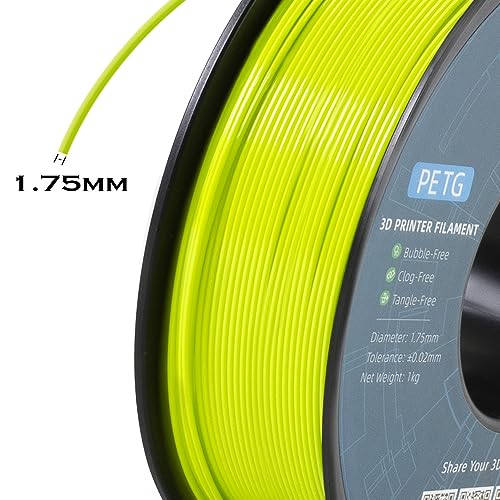 Image of Geeetech PETG Filament 1.75mm, 1 KG (2.2lbs) Spool 3D Filament, High-Toughness, ±0.02mm Accuracy, Neatly Wound & Moistureproof, Non-Clogging Non-Stringing, Fits Most FDM Printers (Apple /Neon Green)