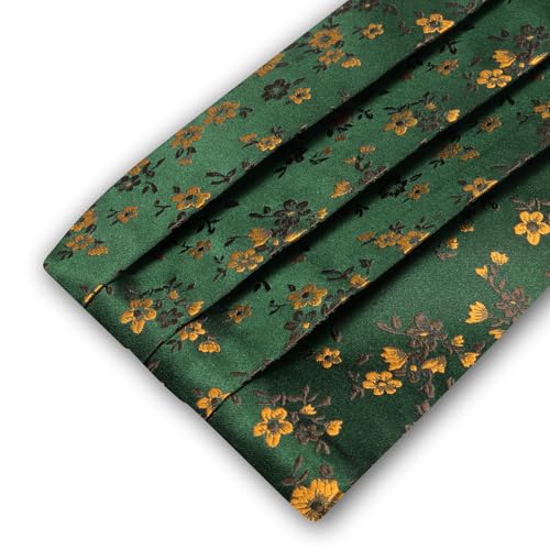 Image of Barry.Wang Men Silk Paisley Cummerbund and Pre-tied Bowtie Handkerchief Cufflink Set for Tuxedo