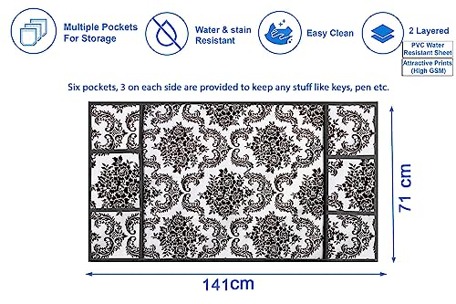 Image of Stylista Refridgerator top Cover Suitable for Samsung RS76CG8003S9HL, 653 Liter Fridge, Dimension (WXD) 71x141 CM, Damask Pattern offwhite