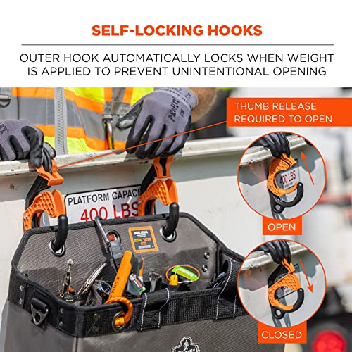 Image of Ergodyne Squids 3178 Locking Aerial Bucket Hook with Tethering Point, Fits 3 inch Lip, Attach Tool Bags or Aprons to Buckets