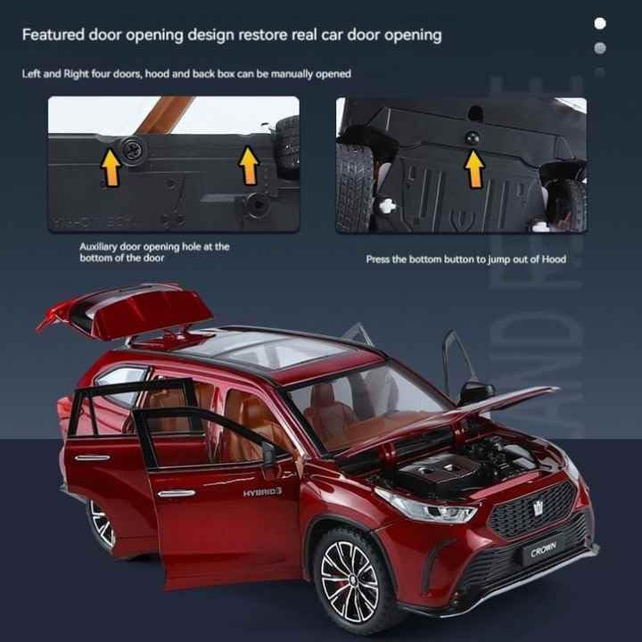 Image of Model 1:24 Crown Kluger SUV Model Alloy Metal Pull Back Die-cast Car Openable Doors with Sound and Light Vehicle Car Toy for Kids - Multicolor