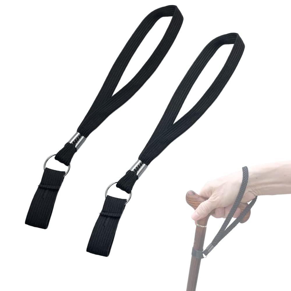 EDWERD Walking Cane Wrist Straps for Elderly Crutches Accessories, Pack of 2, Black, 2inch