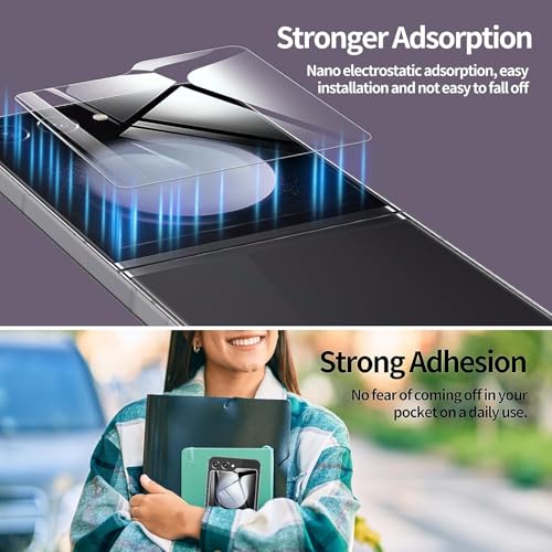 Image of Casecandy - (3 Pack Tempered Glass Screen Protector For Samsung Z Flip 6 | Edge to Edge Z Flip 6 Tempered Glass Guard - HD