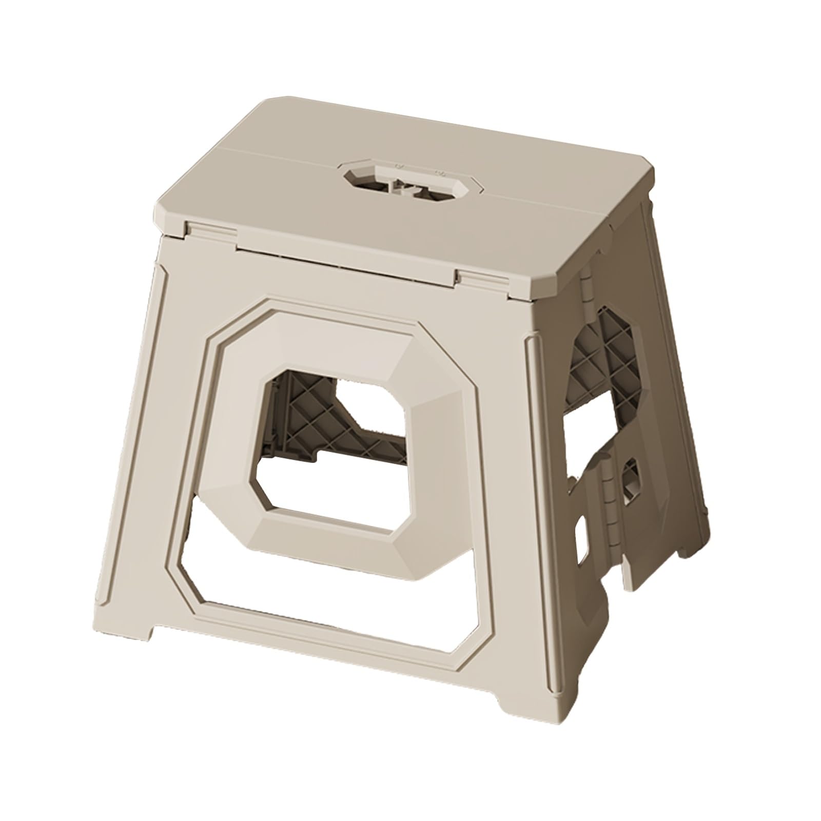 Sgabello Pieghevole Portatile, Sgabello da Bagno Antiscivolo con Blocco di Sicurezza, Facile da Trasportare per Cucina, Bagno, Campeggio(Beige,Small)