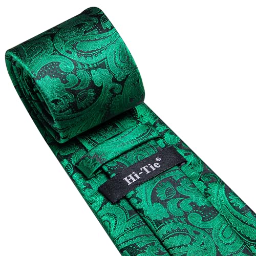 Image of Hi-Tie Mens 70inches Tie Set Extra Long Necktie for Men Cufflinks Handkerchief Big Tall Men Business Wedding