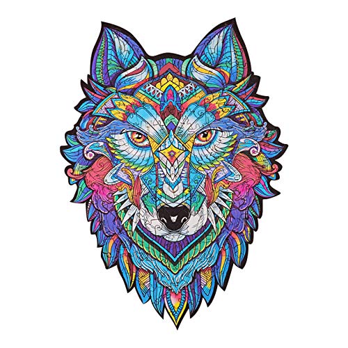 Preisvergleich Produktbild dsdsad Animale Puzzles, einzigartige Form Wooden Puzzle, Spaß Dekompression Kreativität Spielzeug für Erwachsene und Kinder Puzzle, Familie Game Play(Color:Wolf King 177 pcs)