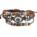 Real Spark Vintage Mystic Eye Charm Leather Wrap Bracelet, 3 Beaded Strands Set