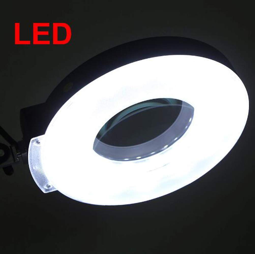 Lámpara LED De Aumento 5X con Soporte De Suelo Rodante, Brazo Giratorio Ajustable Lámpara Lupa De Belleza para Tatuajes Lámpara Plegable para Salón De Belleza SPA Cuidado De Uñas