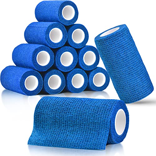 nilo Haftbandage - 12 Rollen 10cm x 4,5m selbsthaftende elastische atmungsaktive Bandage, Hufverband, Anguss-Verband, Erste Hilfe, Stützverband (Blau) Cover