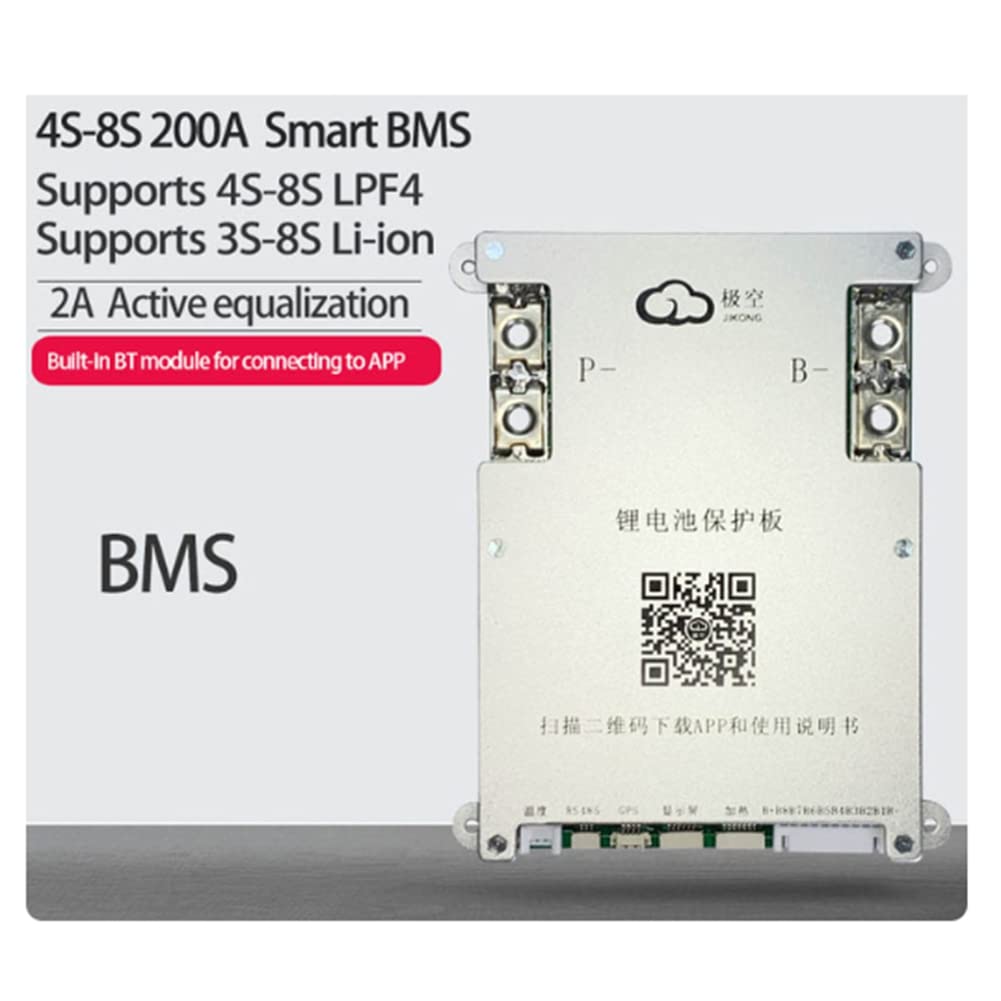 JK BMS 4S 5S 6S 7S 8S 200A Smart BMS 2A Active Balance Energieübertragung Smart BMS Eingebaute Bluetooth APP Unterstützung LCD 12V 24V 3S (B)