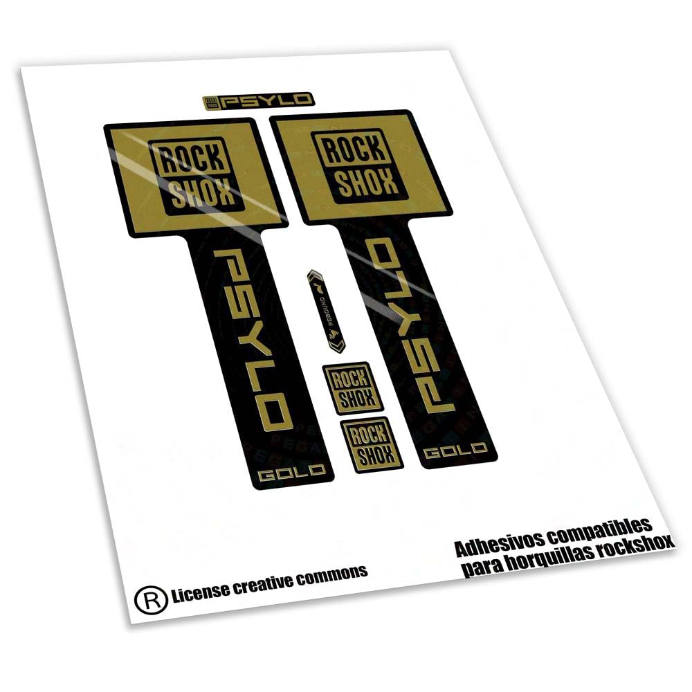 REF:VP651 Stickers compatible with fork ROCK-SHOX PSYLO GOLD 2025 MTB, stickers, stickers, stickers, vinyls for mountain bikes. (GOLD)