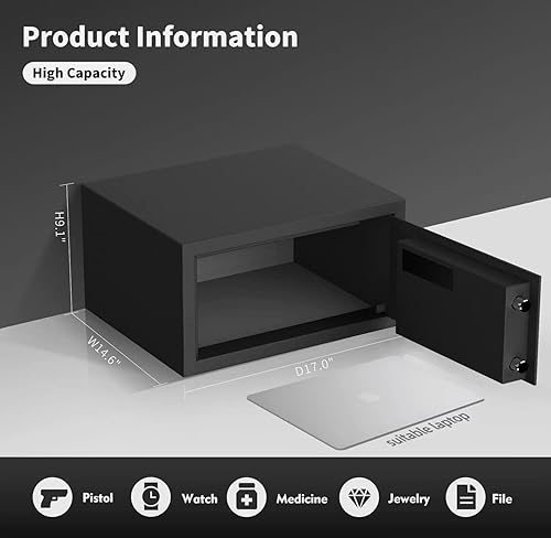 Miniatura 3 de AEGIS Caja fuerte de gabinete de 1.2 pies cúbicos con contraseña digital y llaves, caja de seguridad electrónica para caravana, caja de seguridad
