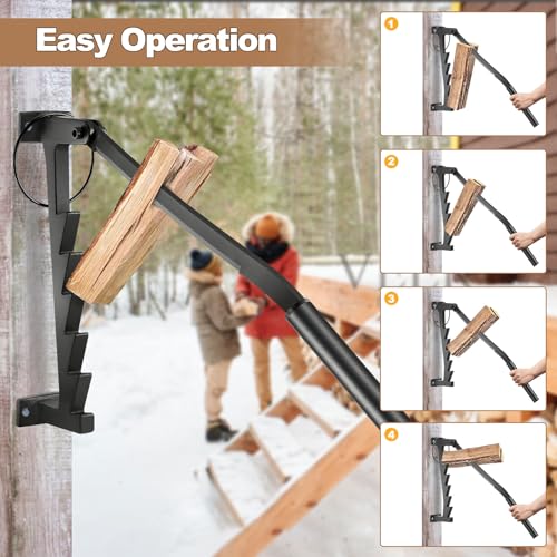 Kindling Splitter Log Splitter Wood Wall Mounted Manual Firewood Splitter with Screws - Image 4