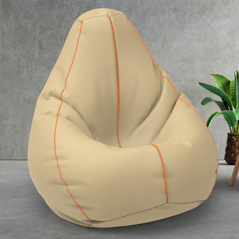 Biggie Bean Bag Cover 6XL- Official: Bailey & Bakers Bean Bags - Max User Height : 6-6.5 Ft. - Weight : 99-110 Kgs(Model: Cream Orange)-image-36