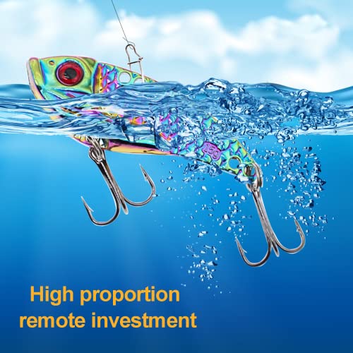 Ghanneey 5Pcs Vib Metal Fishing Lures Hard Blade Bait Fishing Spoon Crankbaits Set Fishing Tackle Lures Treble Hook For Freshwater Saltwater For Trout Bass Salmon Lures #TOP5