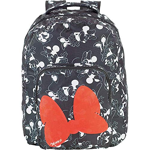 Mochila M, Escolar, Minnie Mouse, 9090, Preto