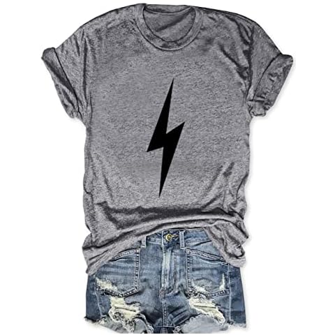 MZEAZRK Women Graphic Tees Short Sleeve Casual T Shirt Loose Fit Crew Neck Basic Summer Tops Blouse(Grey,L) Cover