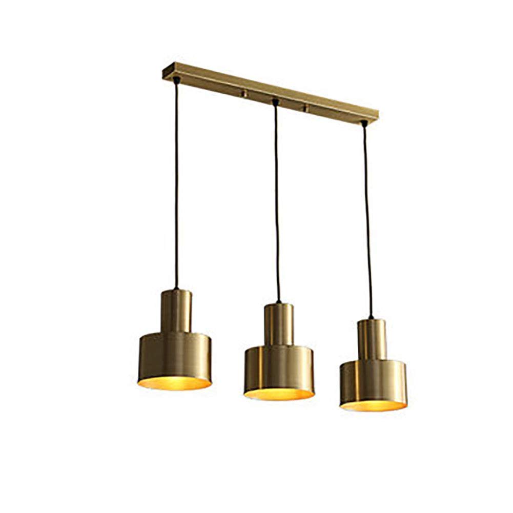 WECDS Lamp Pendant Light Chandelier Ceiling Light Brushed Brass Pendant Ing Hanging Simple Modern for Kitchen Bedroom Hallway Living Room,Brass,3 Lights-Round