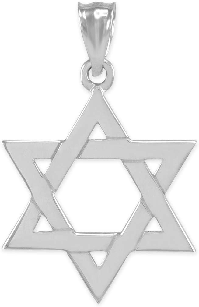 Claddagh Gold Solid 925 Sterling Silver Traditional Jewish Star of David Charm Pendant (Medium)