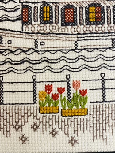 Image of RIOLIS - City on Water 2051, Blackwork Stitch Kits 9 inch x 11 inch, Blackwork Stitch Kits for Beginners & Advanced, Blackwork Kits Adult, Embroidery Kit