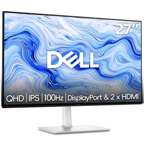 Image of Dell 27 inch Monitor, LED QHD(2560x1440) - 100Hz Refresh Rate 1500:1 Contrast Ratio, AMD FreeSync - VESA, Integrated 2x5W Speaker, Height /Tilt /Pivot /Swivel Adjustability, DisplayPort & 2 x HDMI, White