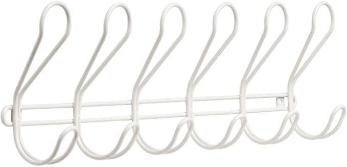 Franklin Brass DOLWLM6-W-R, Dolen Wall Mounted Hook Rail / Rack, with 6 Coat and Hat Hooks, in White