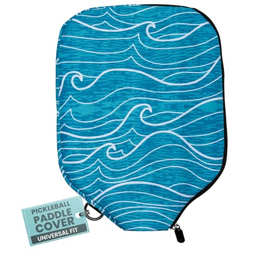 Palms-O-Aces Pickleball Paddle Cover | Canvas Padded Pickleball Paddles Sleeve with Zipper | Lightweight Protective Paddle Case for Standard Paddles | Paddle Cover Accessory | Waves
