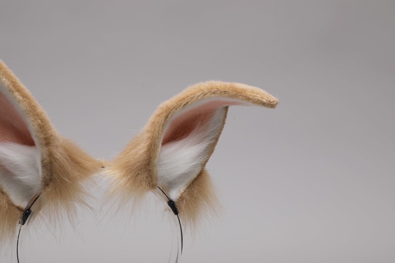 QinRuan Women's Bunny Ears Headwear Faux Fur Rabbit Ears Headbands and Tail Cosplay Party Coustume Set: Camel