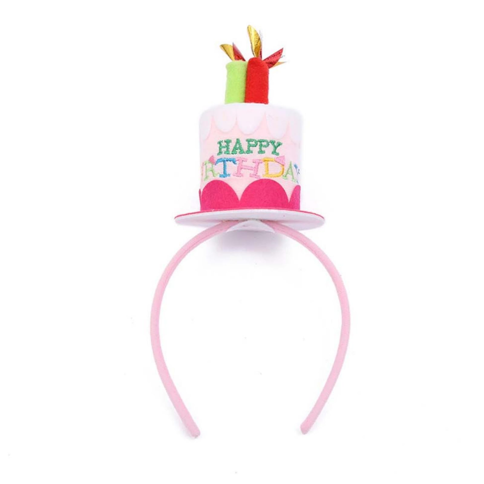 GUEDKIKL Happy Birthday Cake Shaped Headband, Cute Birthday Party Hair Hoop with Candles, Creative Cupcake Hairband Photo Props Party Decoration for Boys, Girls, Children