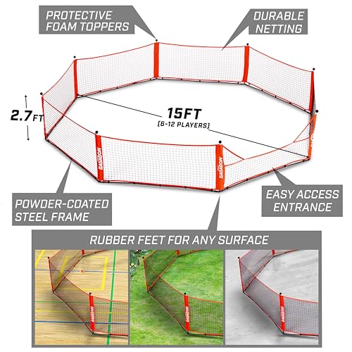 GoSports Gaga Ball Pit – 10 ft, 15 ft or 20 ft Portable Indoor/Outdoor Gagagon Pit for School, Camp or Home Use