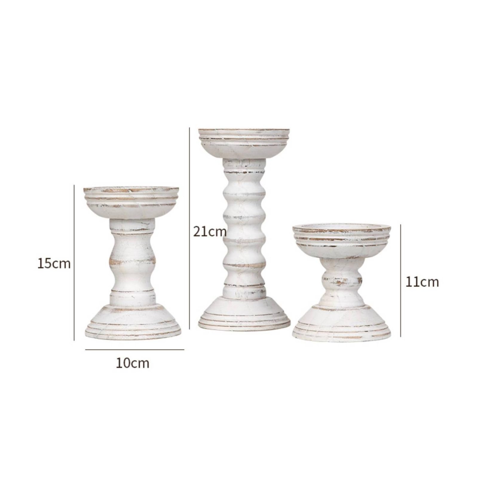 3 Pezzi Portacandele a Colonna, Bianco