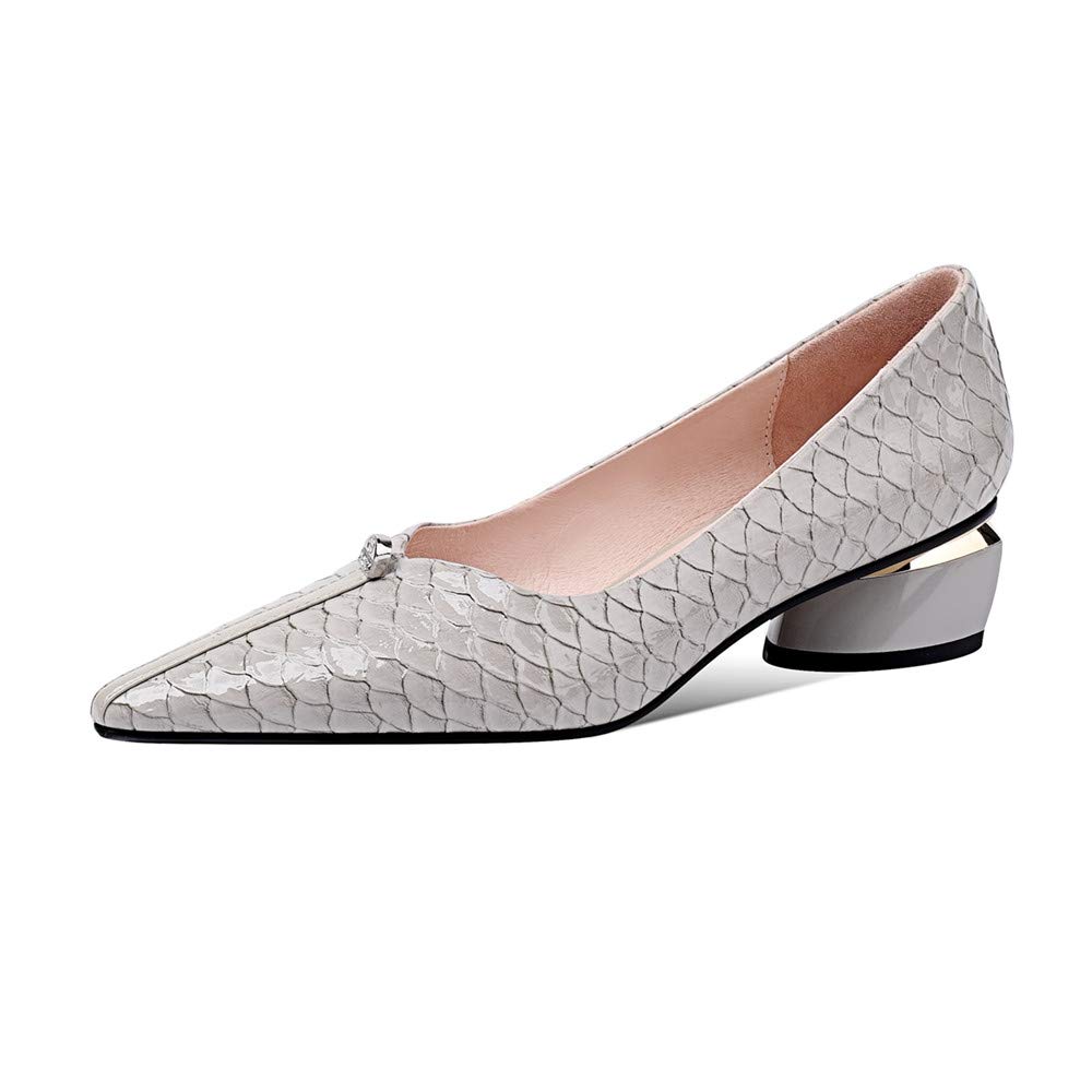 TinaCus Women's Handmade Genuine Leather Pointed Toe Comfort Low Chunky Heel Loafer Shoes