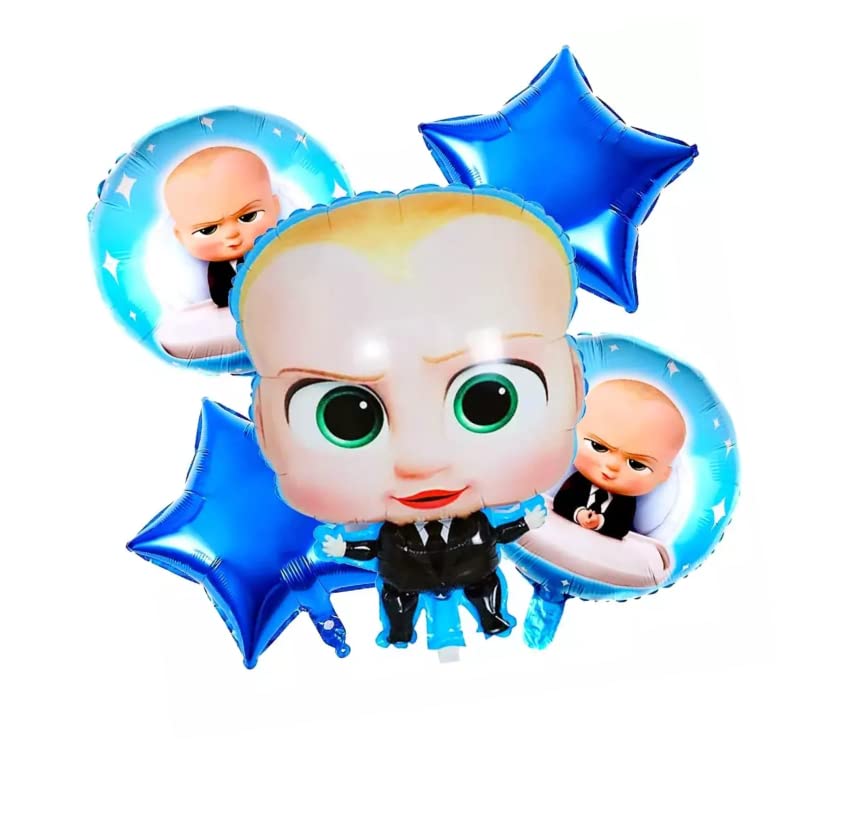 Birthday Boss Baby Decorations Foil Blue Balloon Pack of 5 Set For Boss Baby Helium Foil Balloon-image-20