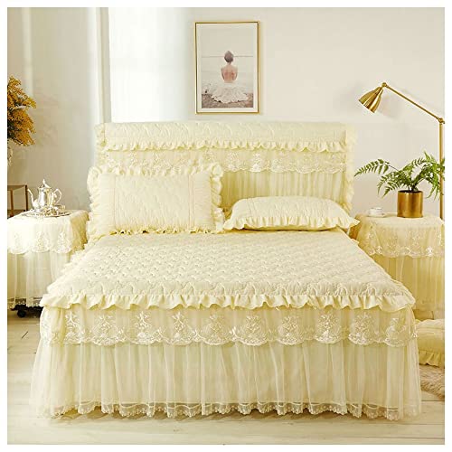 Copriletto con volant, 180 x 200/150 x 200/200 x 200/200 x 220 cm, con volant, resistente alle pieghe e allo sbiadimento (colore: A, dimensioni: 200 x 220 cm)