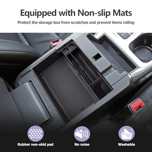 Image of LUWU for Ford Explorer Accessories Center Console Organizer 2020-2024 Ford Explorer XLT /Limited /Active /ST-Line /ST /Platinum Armrest Organizer Insert Tray Armrest Console Organizer (Black)