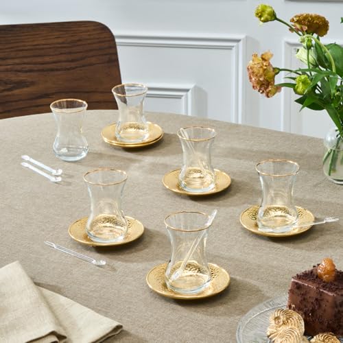 KARACA Ada Türkische Teetassen Set 18-teilig, Türkische Teegläser...