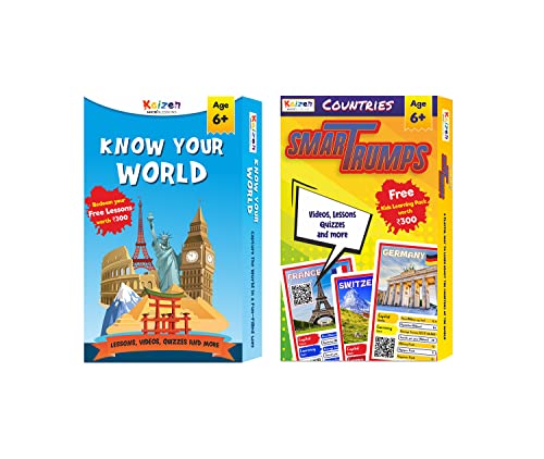 Image of Kaizen MicroLessons Card Game Smart Cards. (Combo Pack: Country Trump Cards And Know Your World) for Kids, Pack of 1